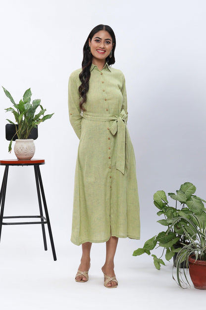 Shravani Meadow Green Dress with tie-up Belt