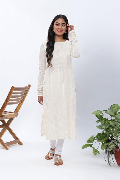 Shravani White Kurta with Silver Lurex