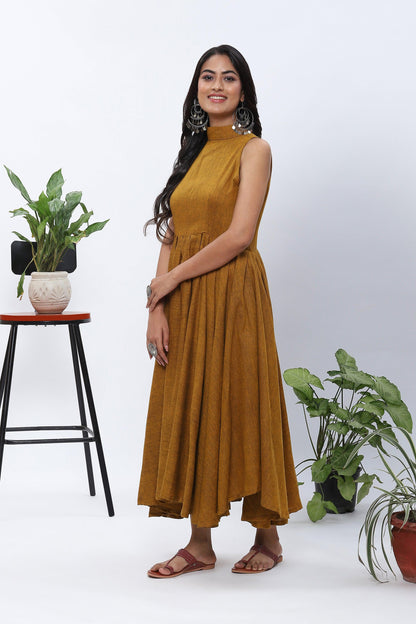 Shravani Mustard Halter-neck Dress