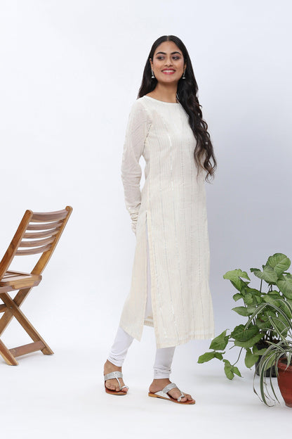 Shravani White Kurta with Silver Lurex