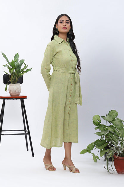 Shravani Meadow Green Dress with tie-up Belt