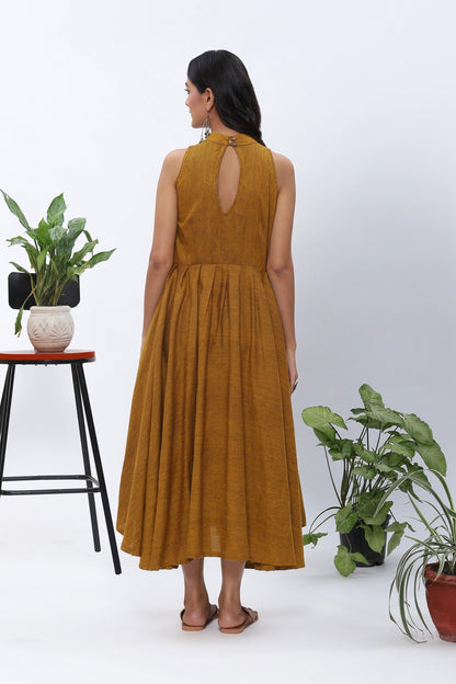 Shravani Mustard Halter-neck Dress