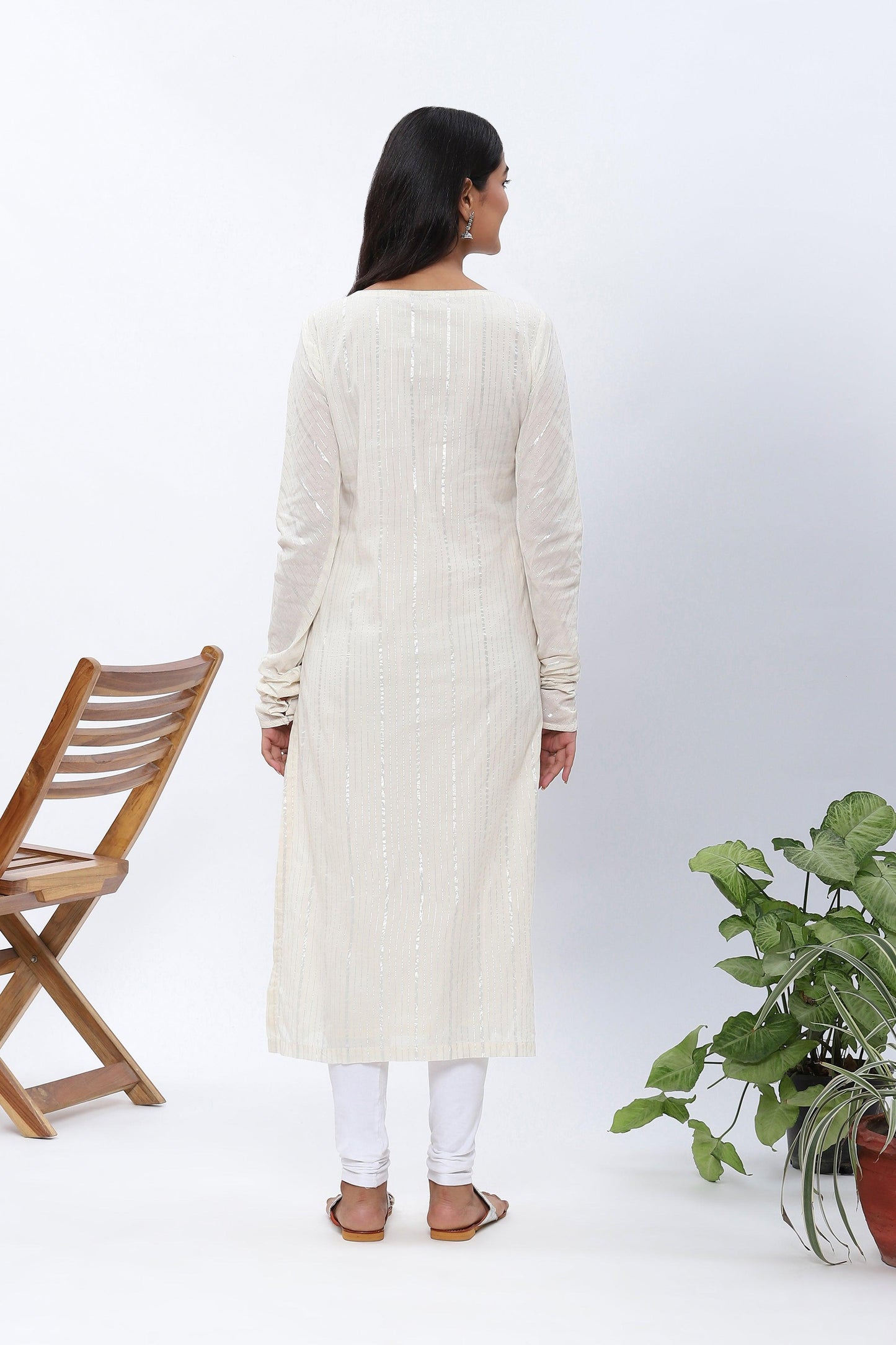 Shravani White Kurta with Silver Lurex