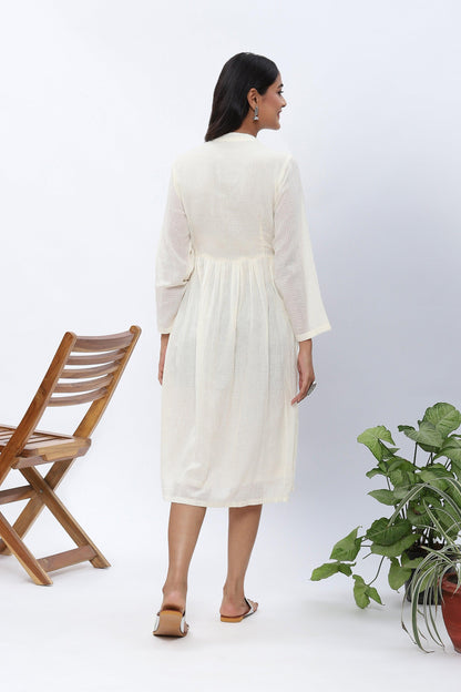 Shravani White Button-down Flared Dress