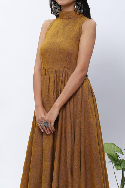 Shravani Mustard Halter-neck Dress