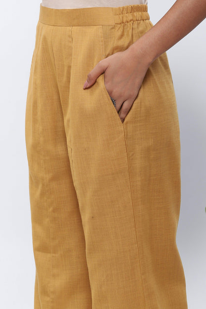 Shravani Grey Ikkat Kurta with Mustard Palazzo