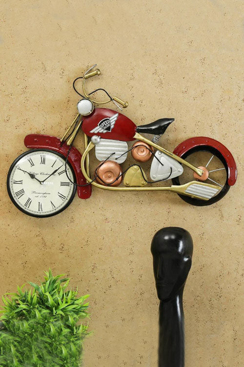 red-metallic-bullet-bike-wall-clock-1