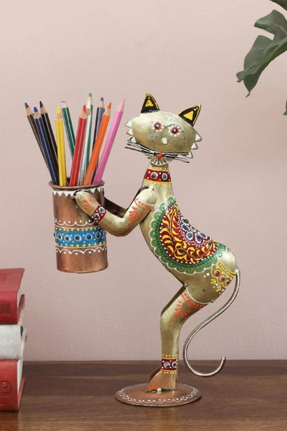 metal-multicolour-hand-painted-cat-pen-stand-1