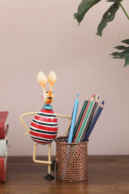 metal-multicolour-hand-painted-rabbit-pen-stand-1