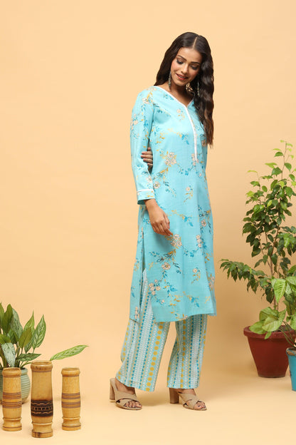 Pihu Arctic Blue Digital Print Kurta Set