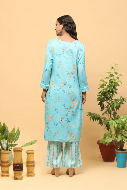 Pihu Arctic Blue Digital Print Kurta Set