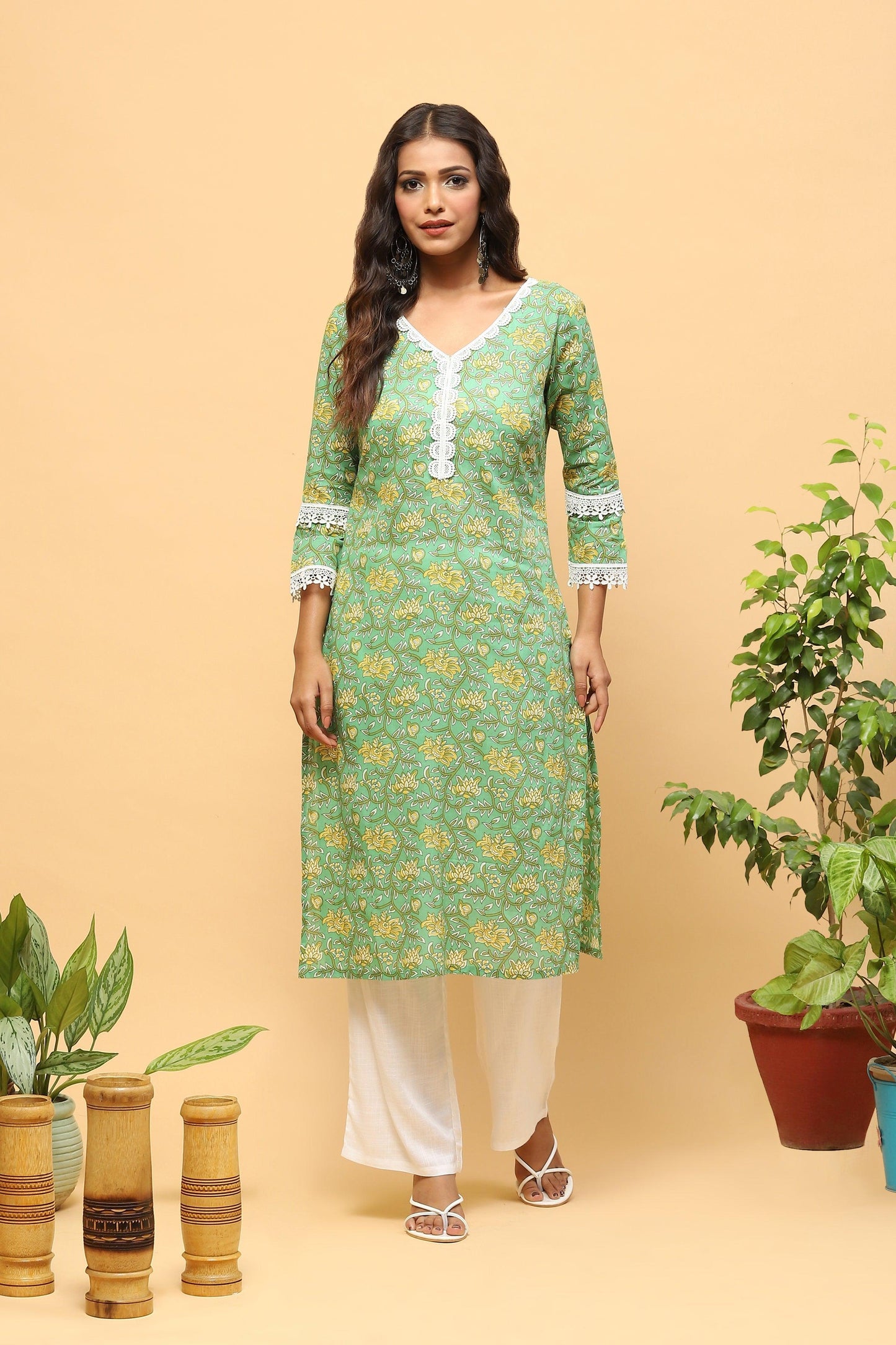 Pihu Spring Green Digital Print Kurta Set