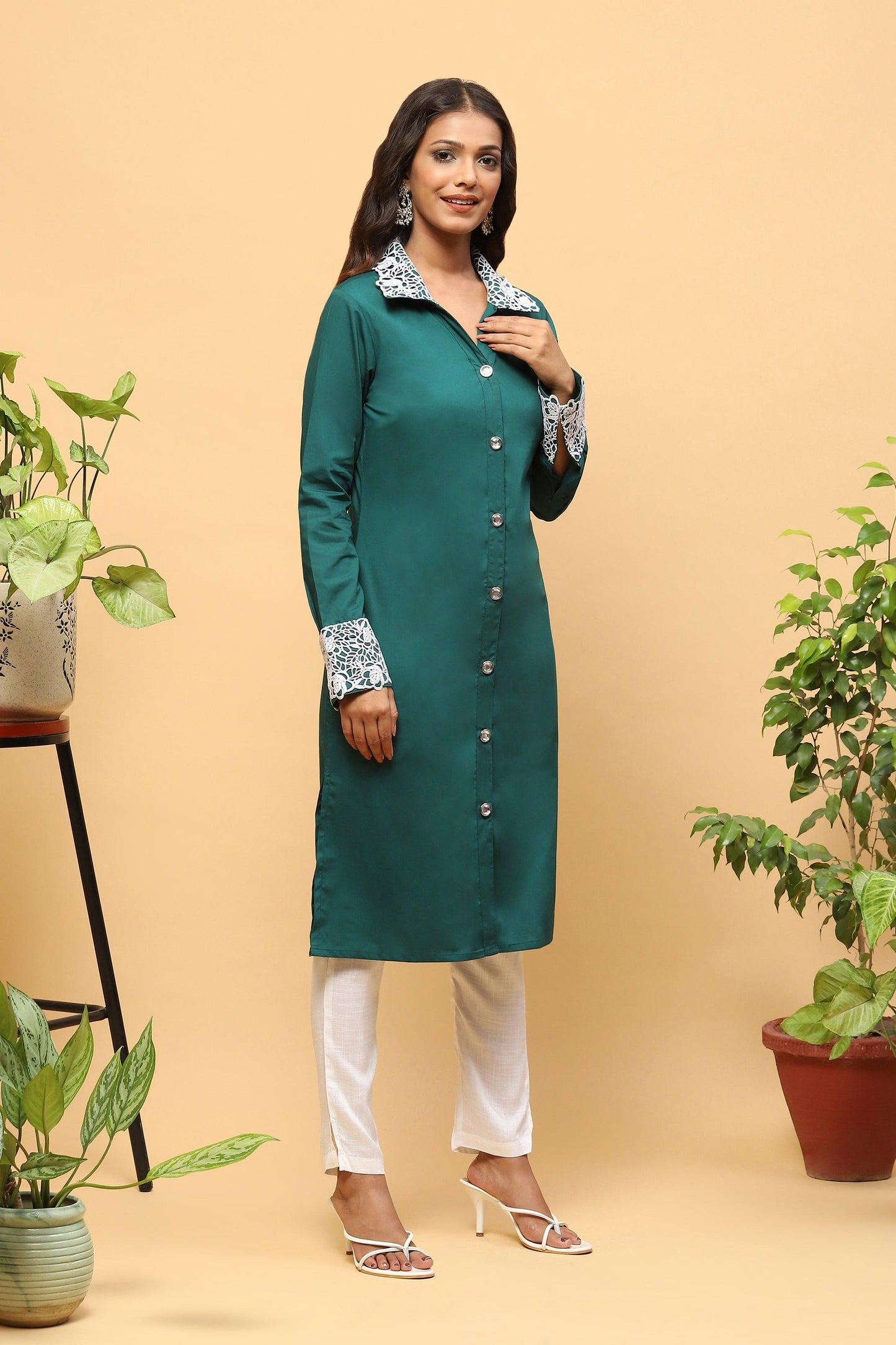 Pihu Dark Green Floral Kurta Set