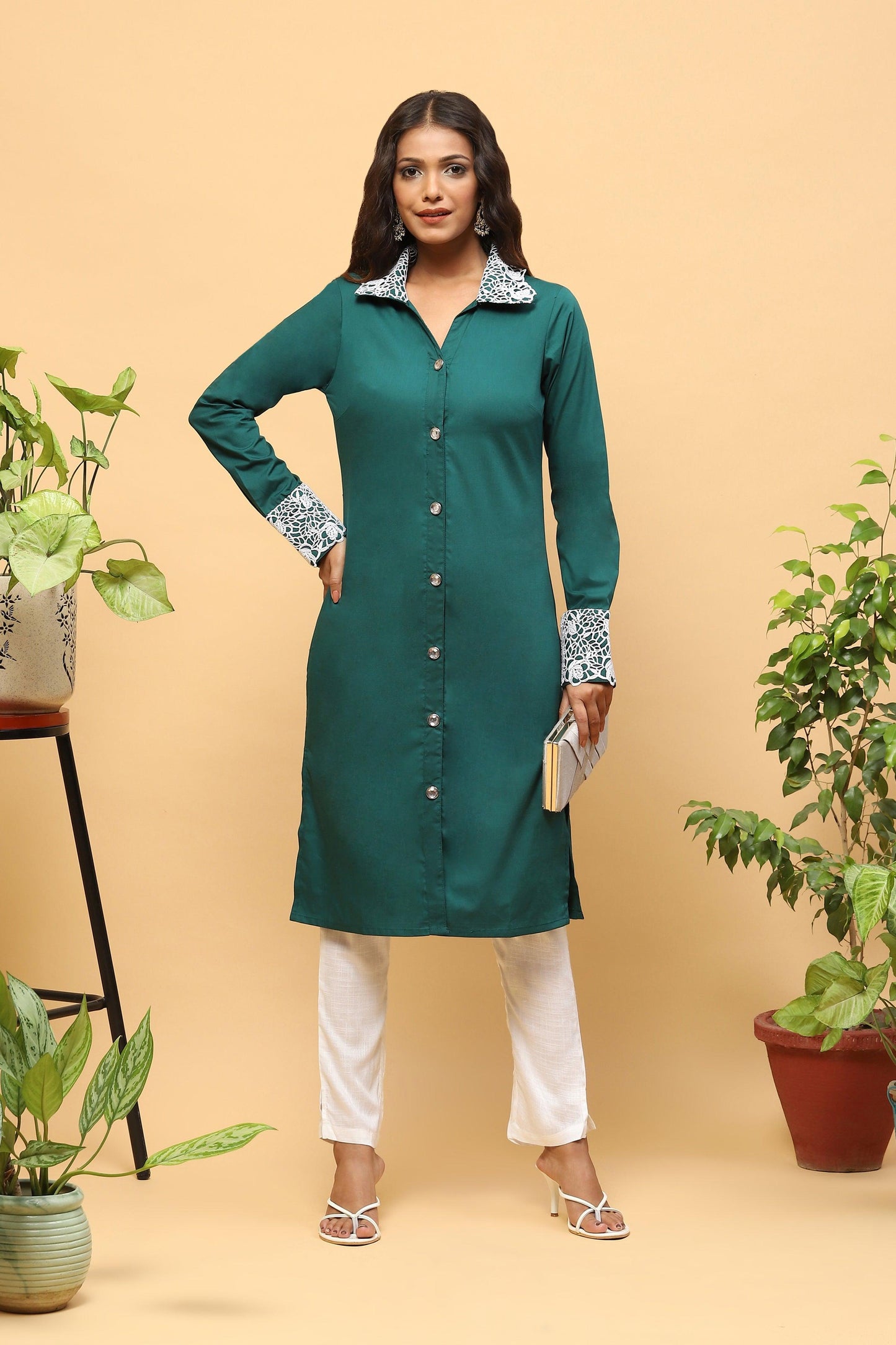 Pihu Dark Green Floral Kurta Set