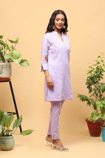 Pihu Lavender Cotton Dobby Kurta set