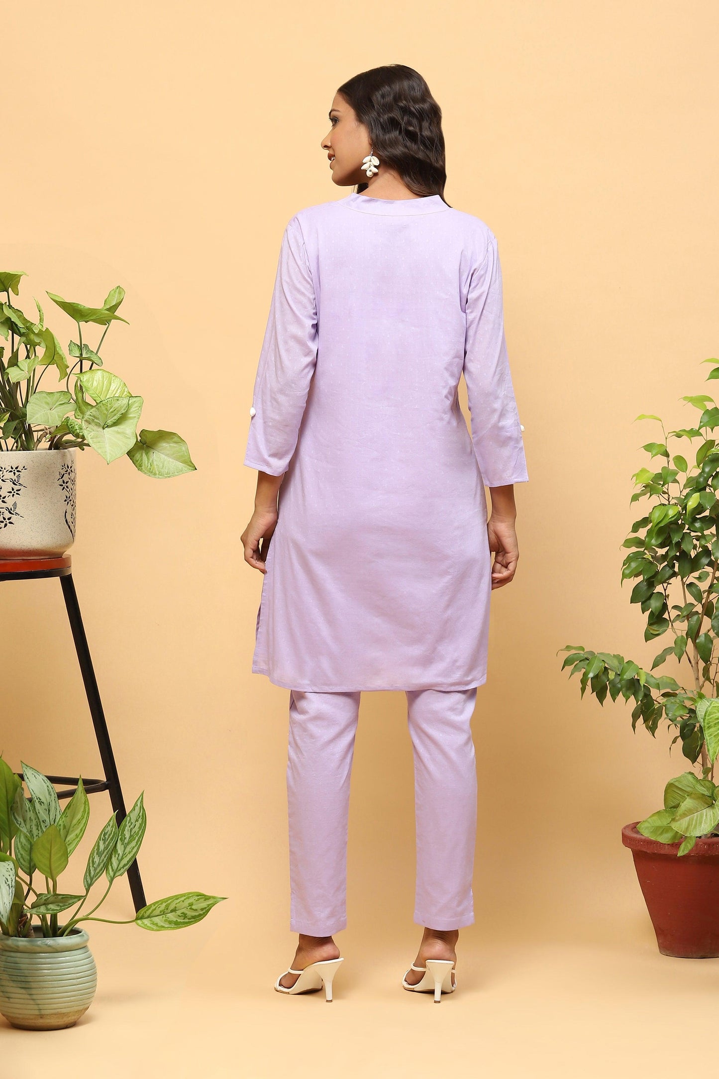 Pihu Lavender Cotton Dobby Kurta set