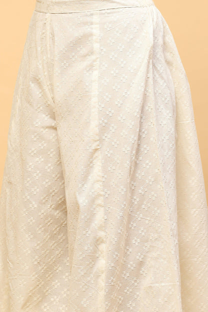 Sanchi Off-white Kurta Palazzo Set with Organza Details