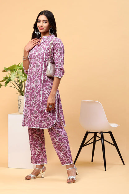 Pihu Deep Mauve Printed Kurta Set