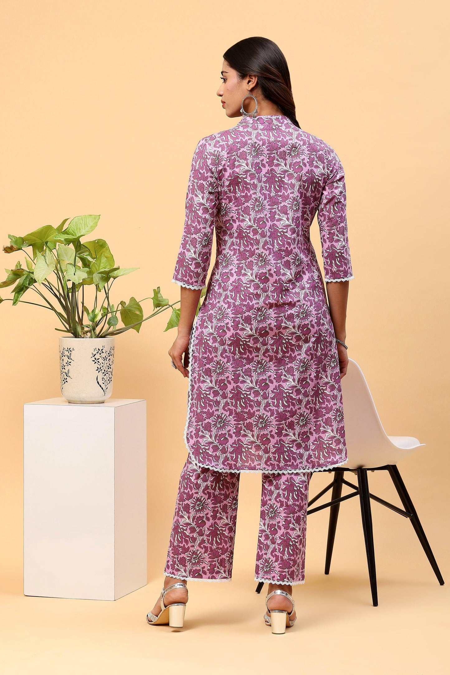 Pihu Deep Mauve Printed Kurta Set