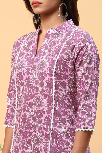 Pihu Deep Mauve Printed Kurta Set