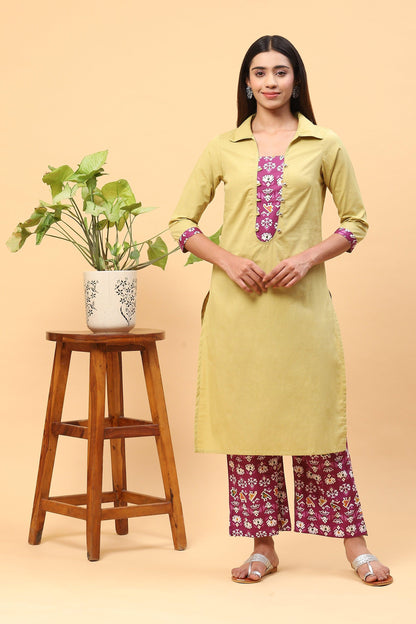 Pihu Tea Green Floral Kurta Set