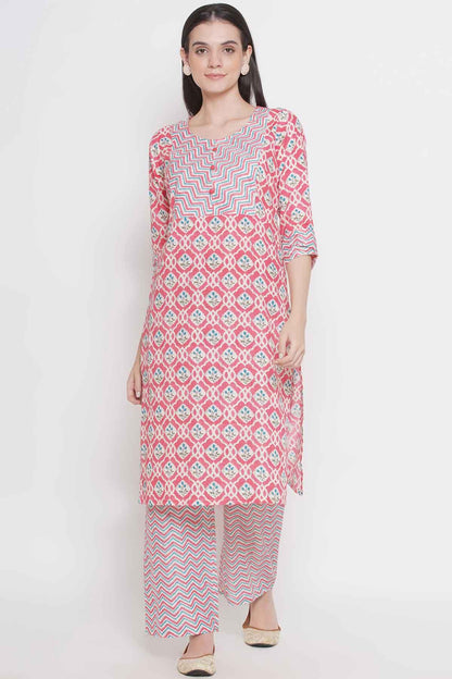 Riwaaz Soft Pink Multi-print Kurta Set