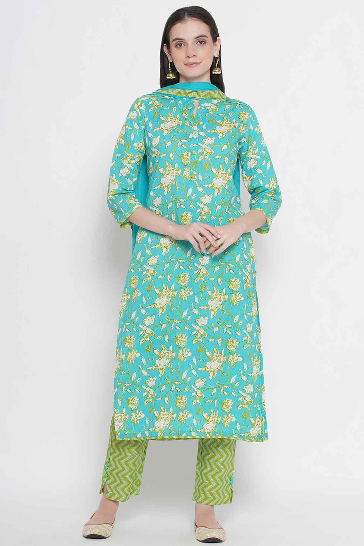 Riwaaz Refreshing Blue Kurta Set with Dupatta