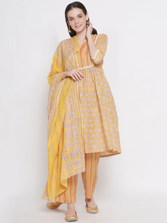 Riwaaz Mustard Yellow Kurta Set with Dupatta