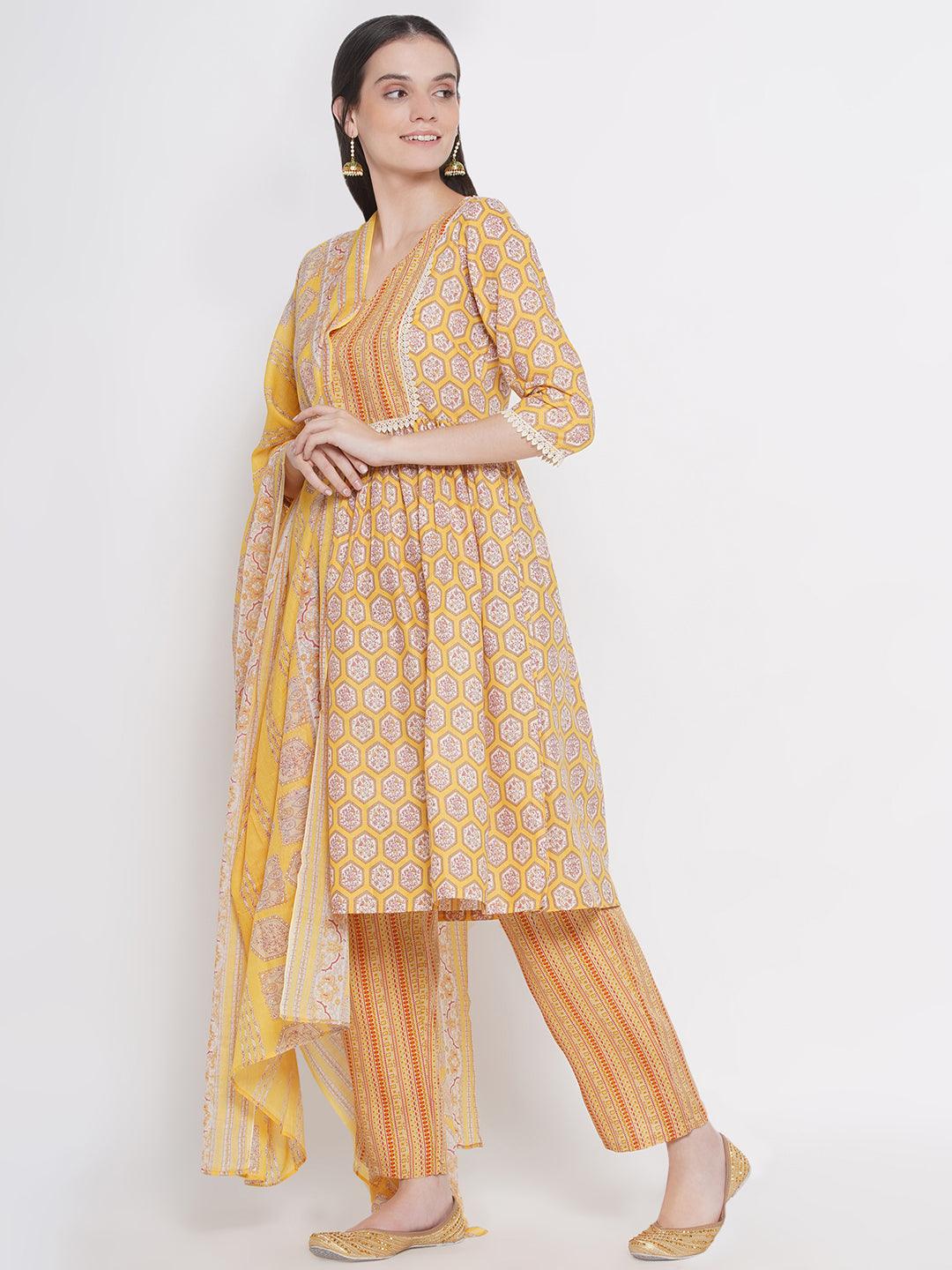 Riwaaz Mustard Yellow Kurta Set with Dupatta