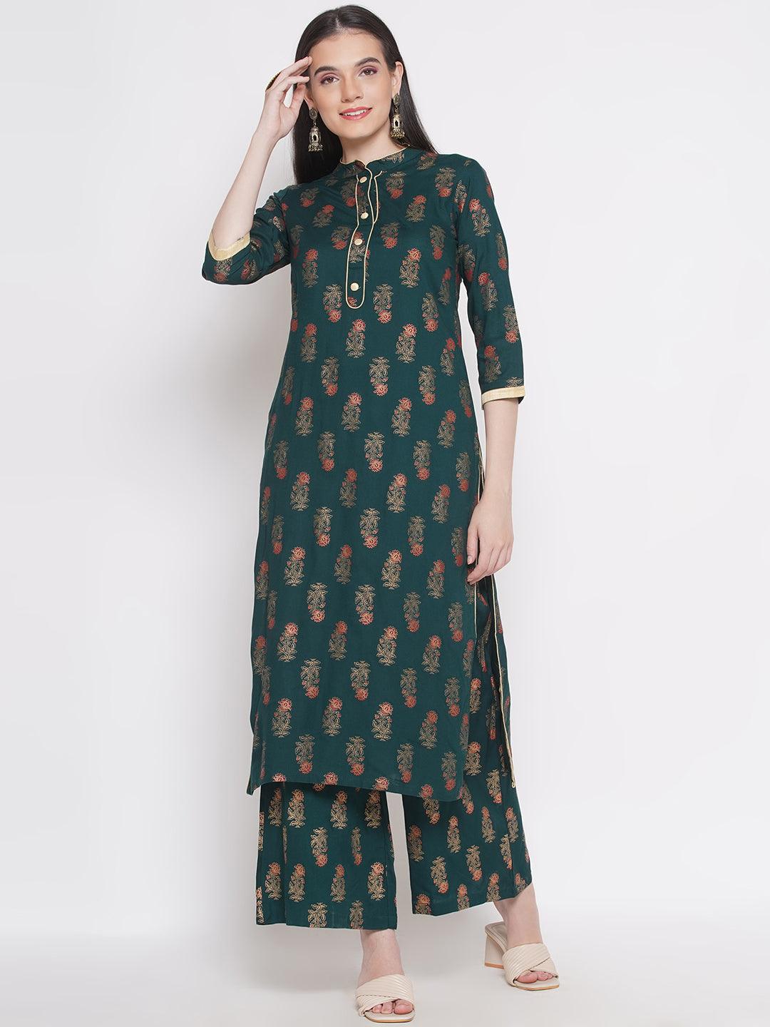 Riwaaz Forest Green Kurta Set