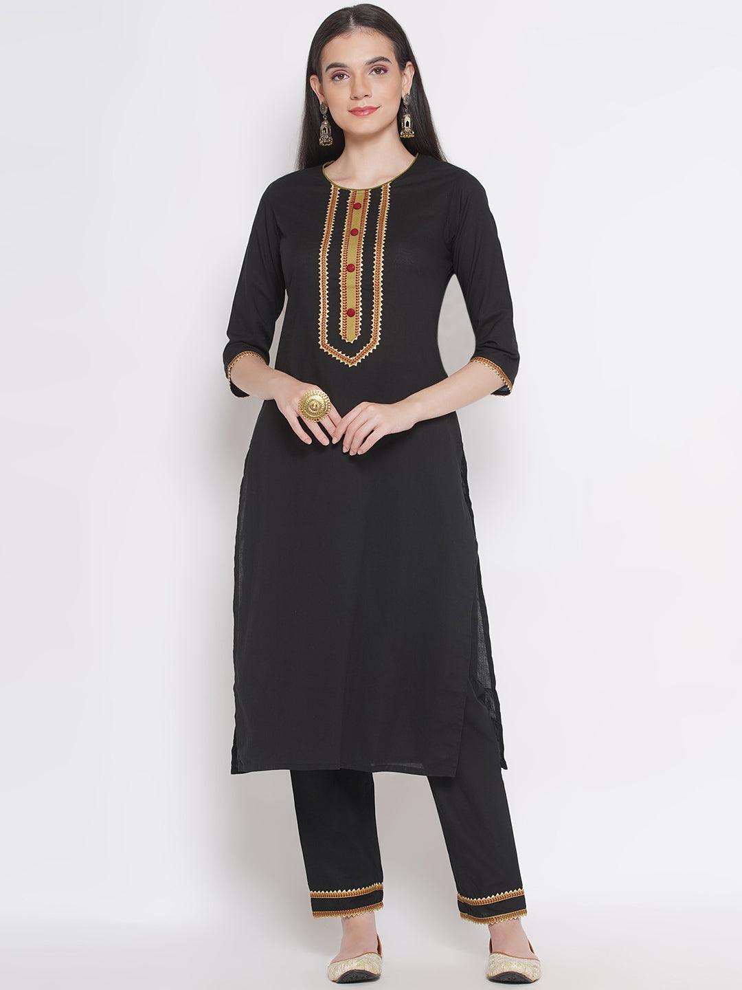 Riwaaz Classic Black Kurta Set