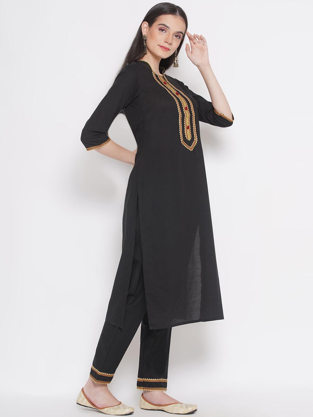 Riwaaz Classic Black Kurta Set