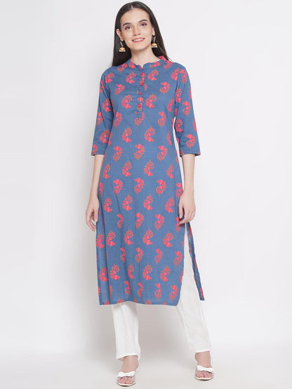 Riwaaz Powder Blue Block-printed Kurta Set