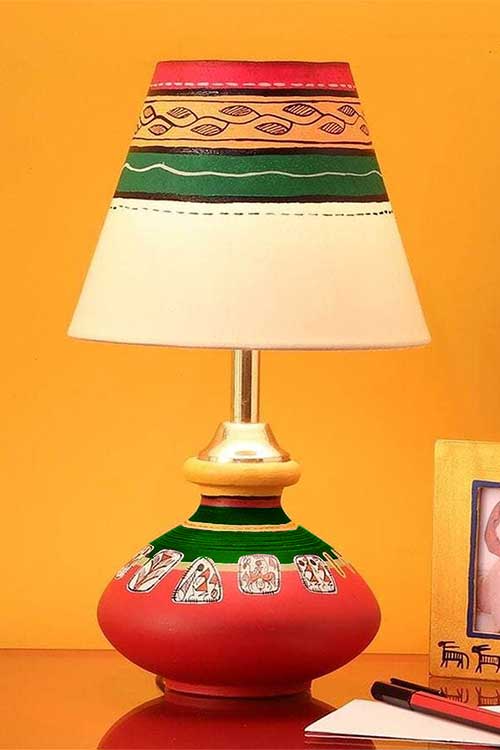 orange-green-matka-shaped-warli-lamp-1