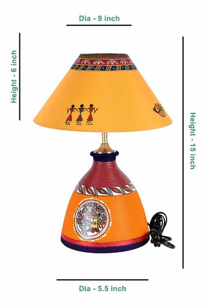 orange-red-tapered-shape-warli-lamp-2