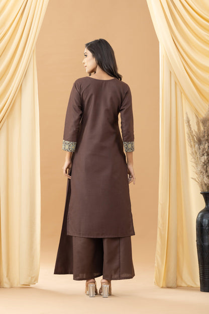 Harsingaar Truffle Ajrakh Patch Kurta Set