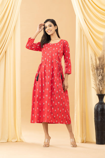 Harsingaar Carmine Red Ikkat Dress