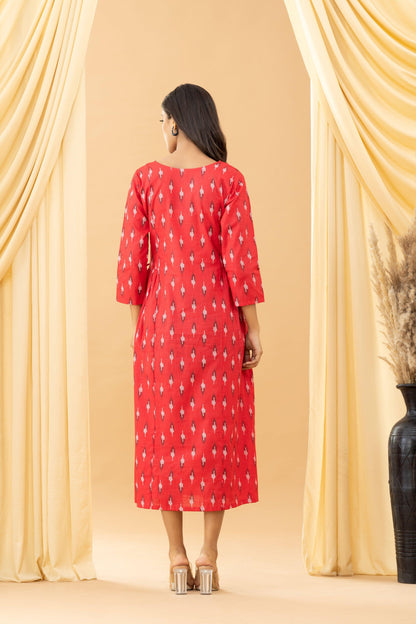 Harsingaar Carmine Red Ikkat Dress