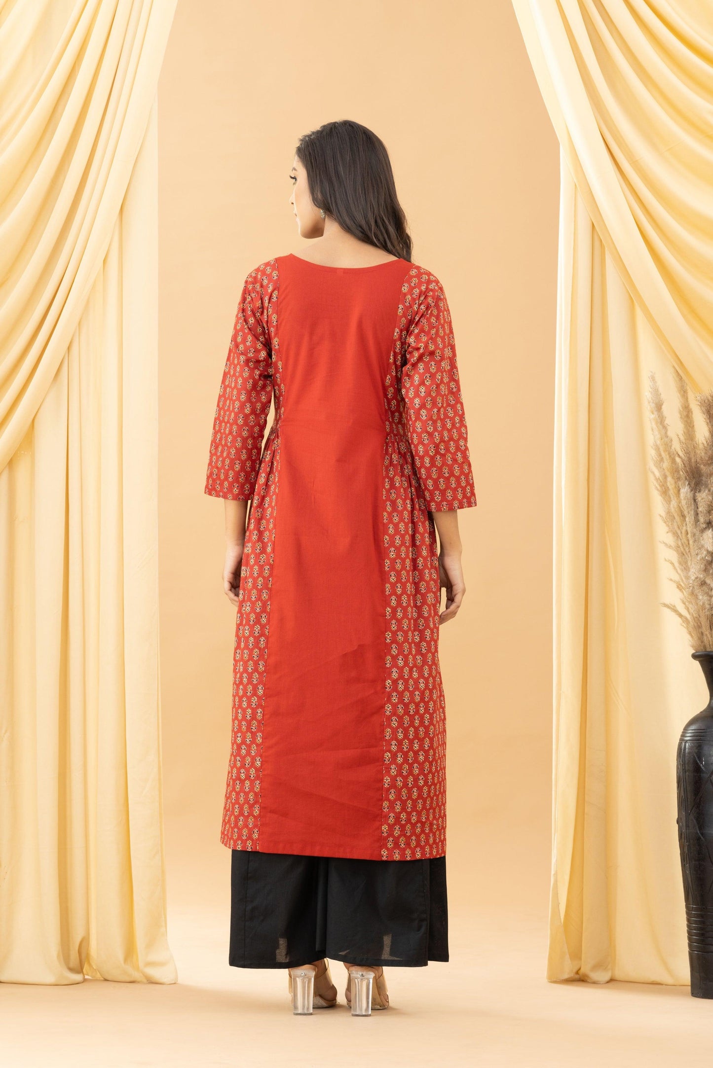 Harsingaar Autumn Sunset Block-print Kurta Set