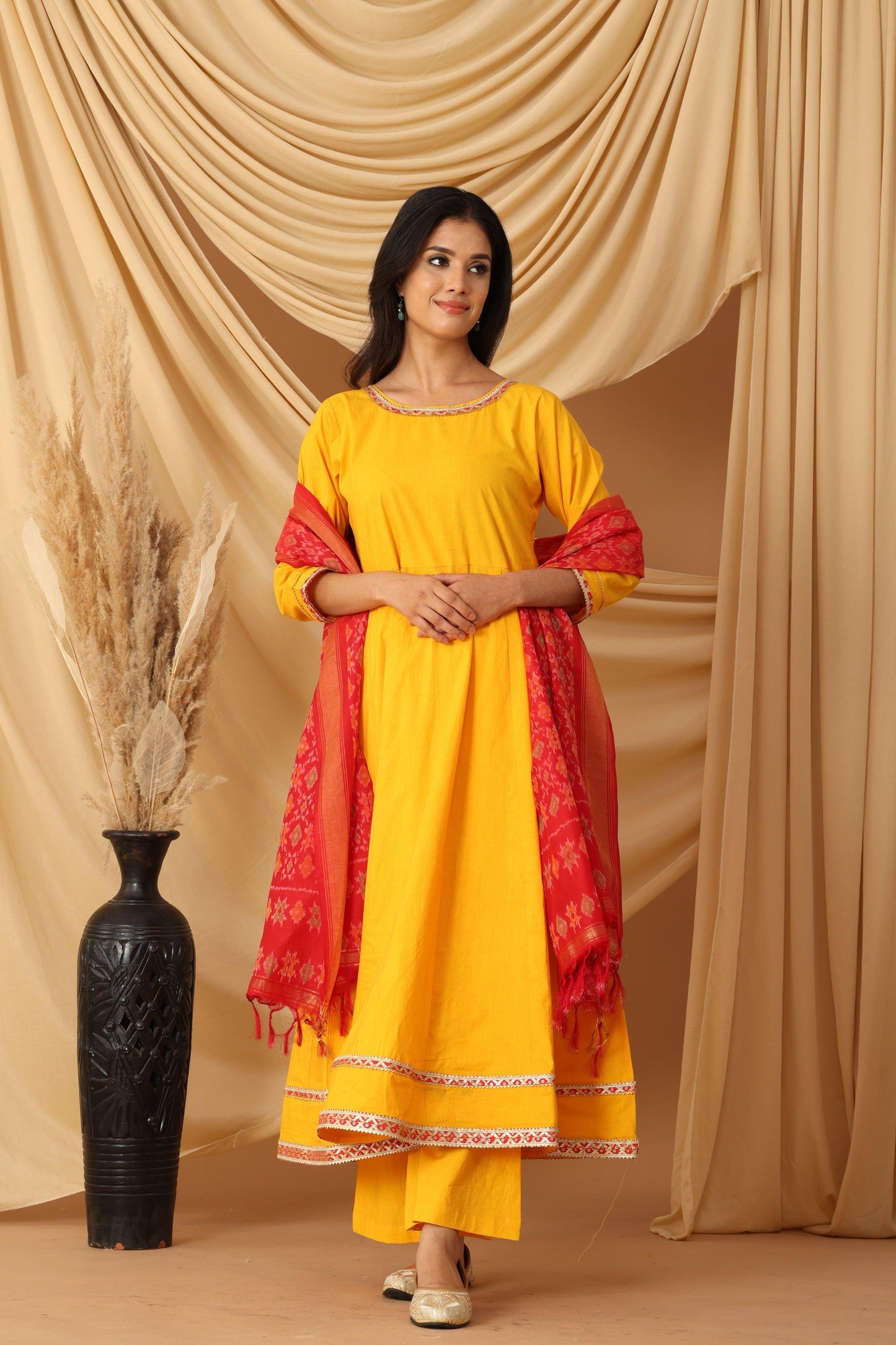 Pihu Amber Yellow Anarkali Set