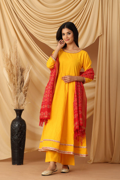 Pihu Amber Yellow Anarkali Set