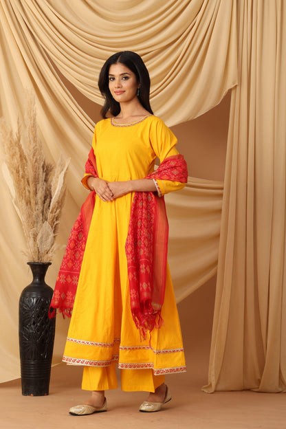 Pihu Amber Yellow Anarkali Set