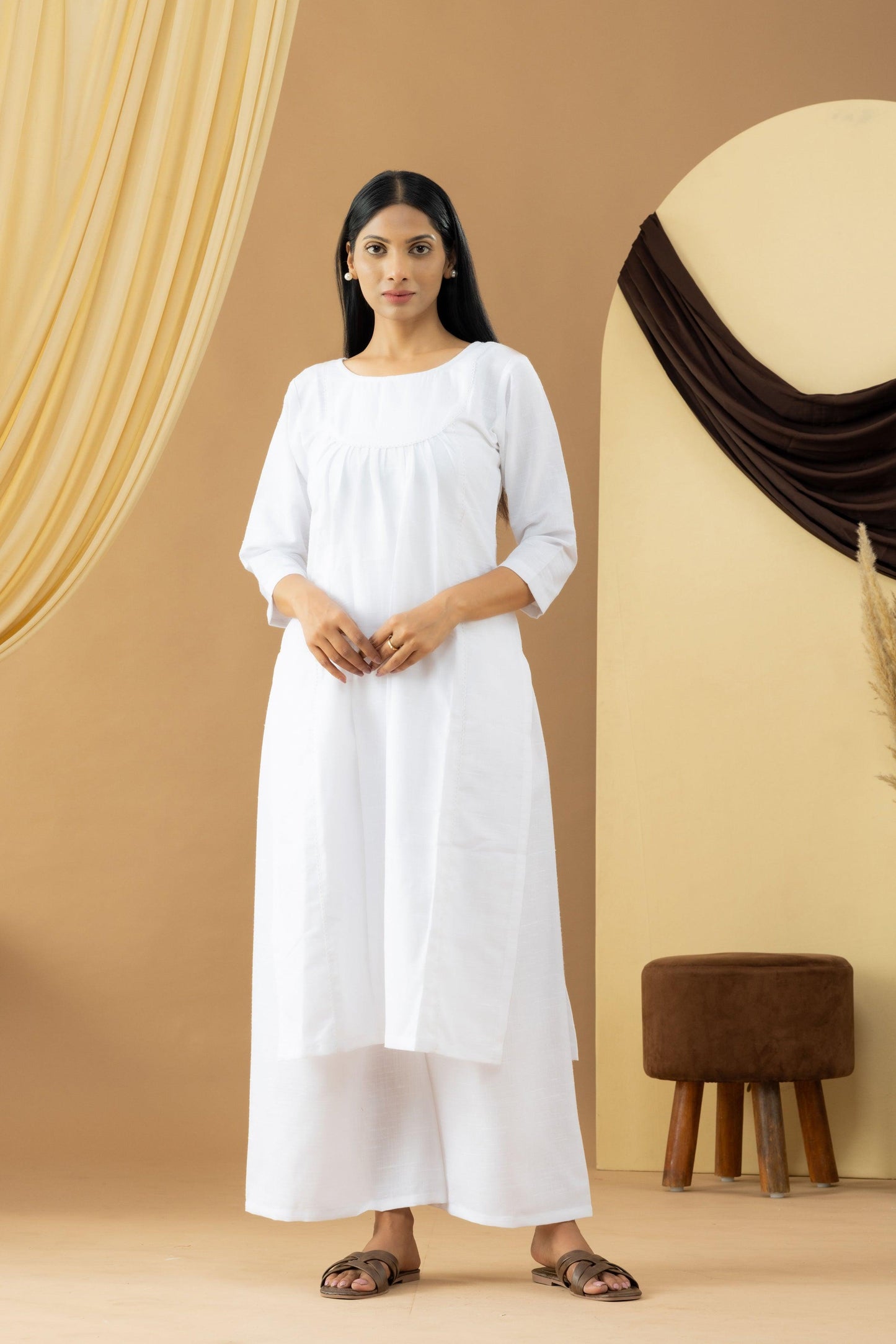 Harsingaar White Khadi Flared Kurta Set