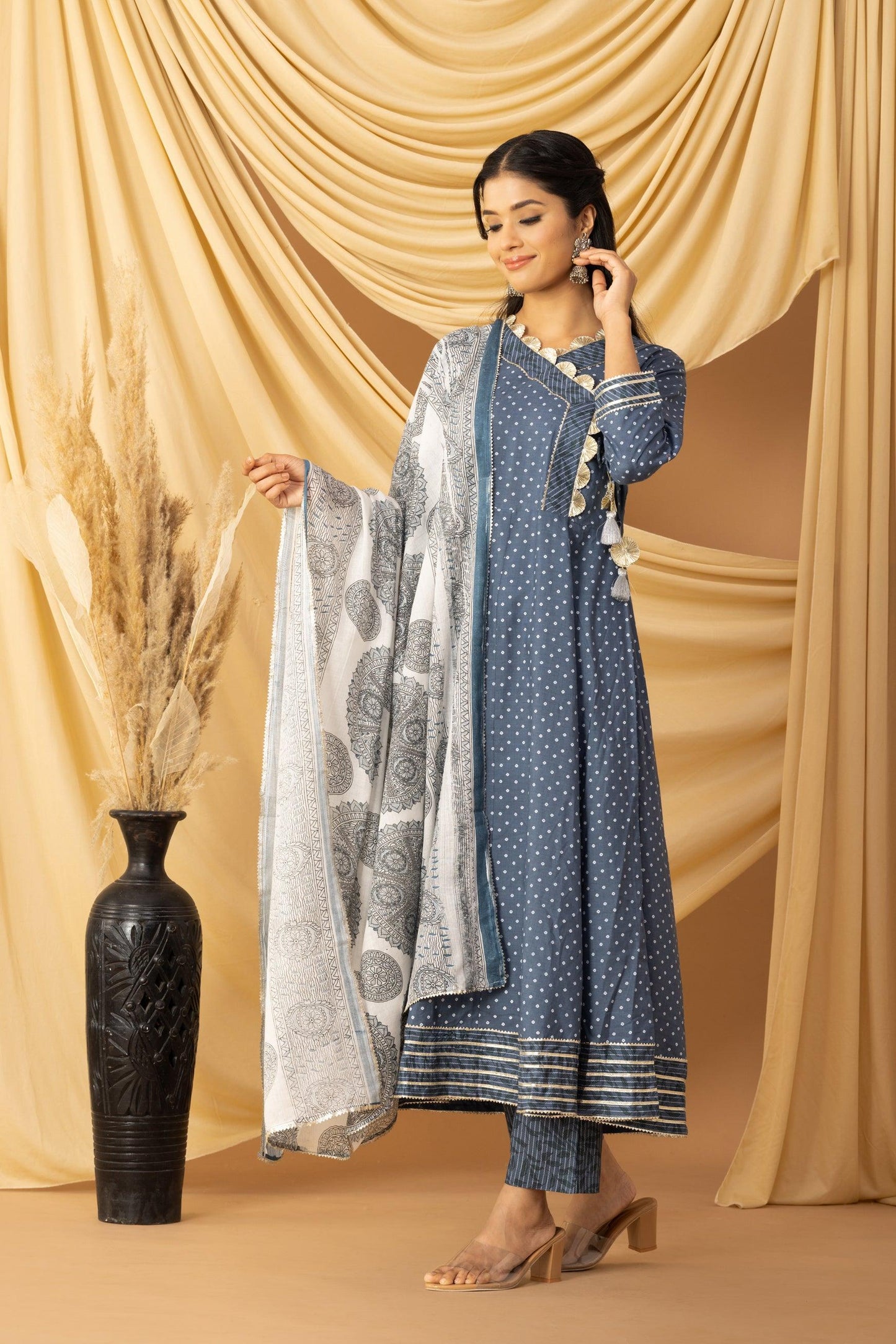 Pihu Navy Bandhani Anarkali Set