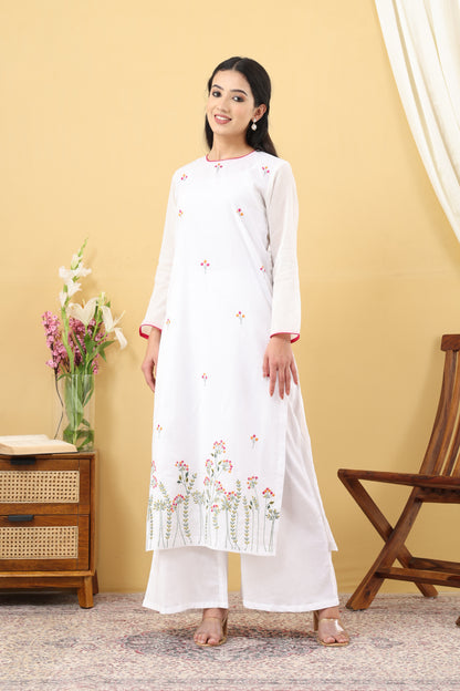 Saadgi White Multi Embroidered Kurta Set