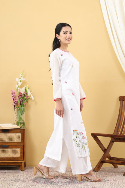 Saadgi White Multi Embroidered Kurta Set