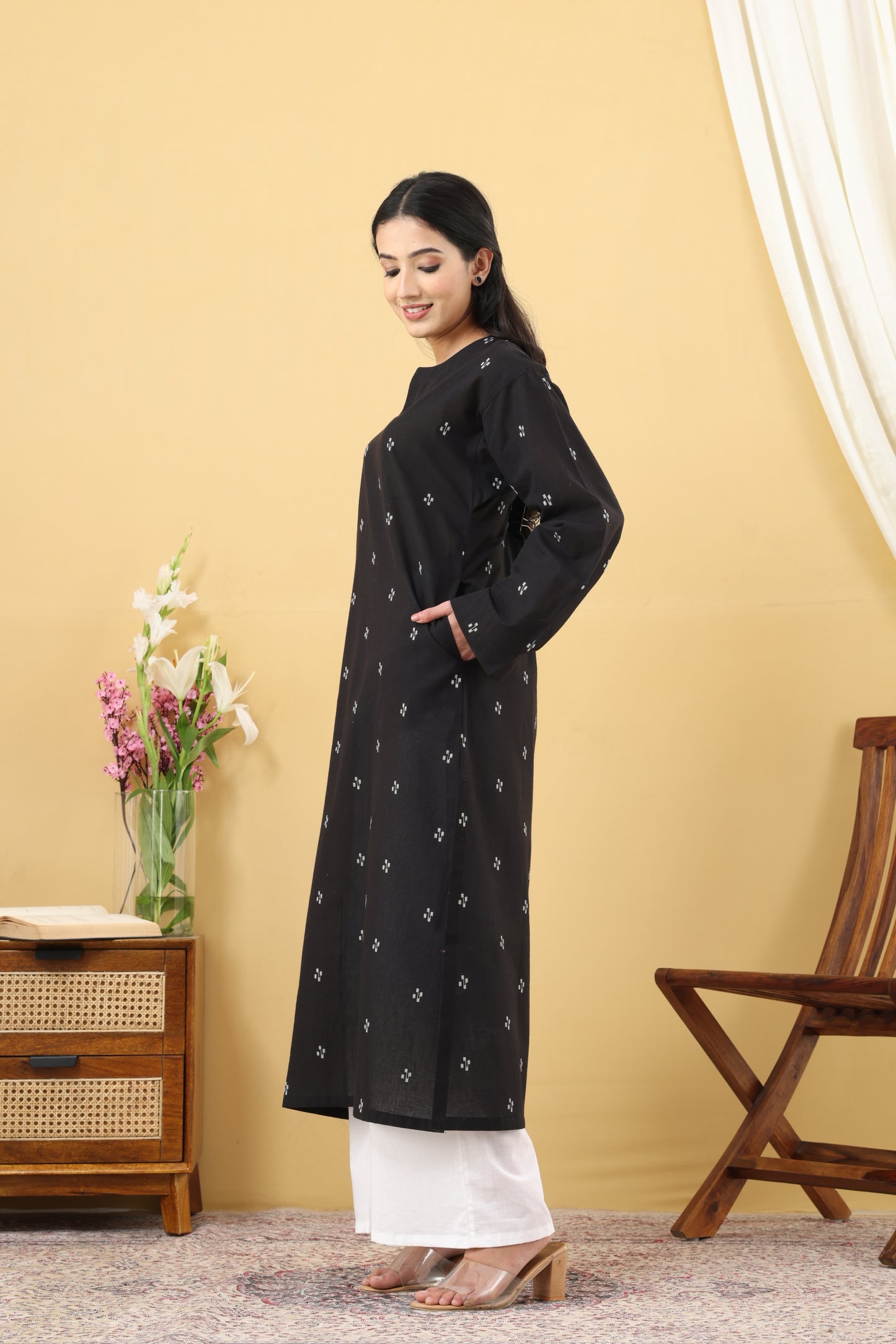 Saadgi Black Jamdani Phiran Set