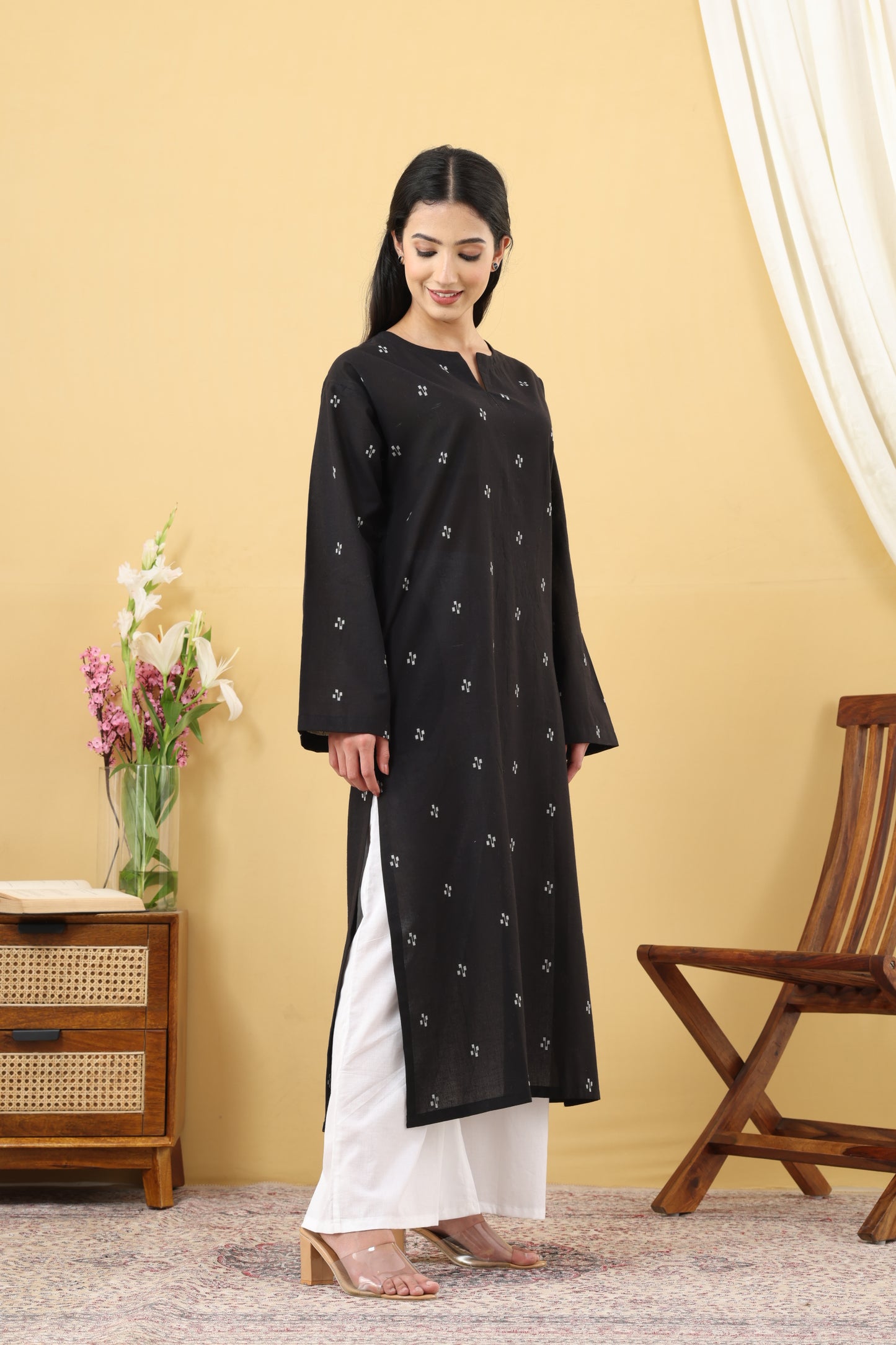 Saadgi Black Jamdani Phiran Set