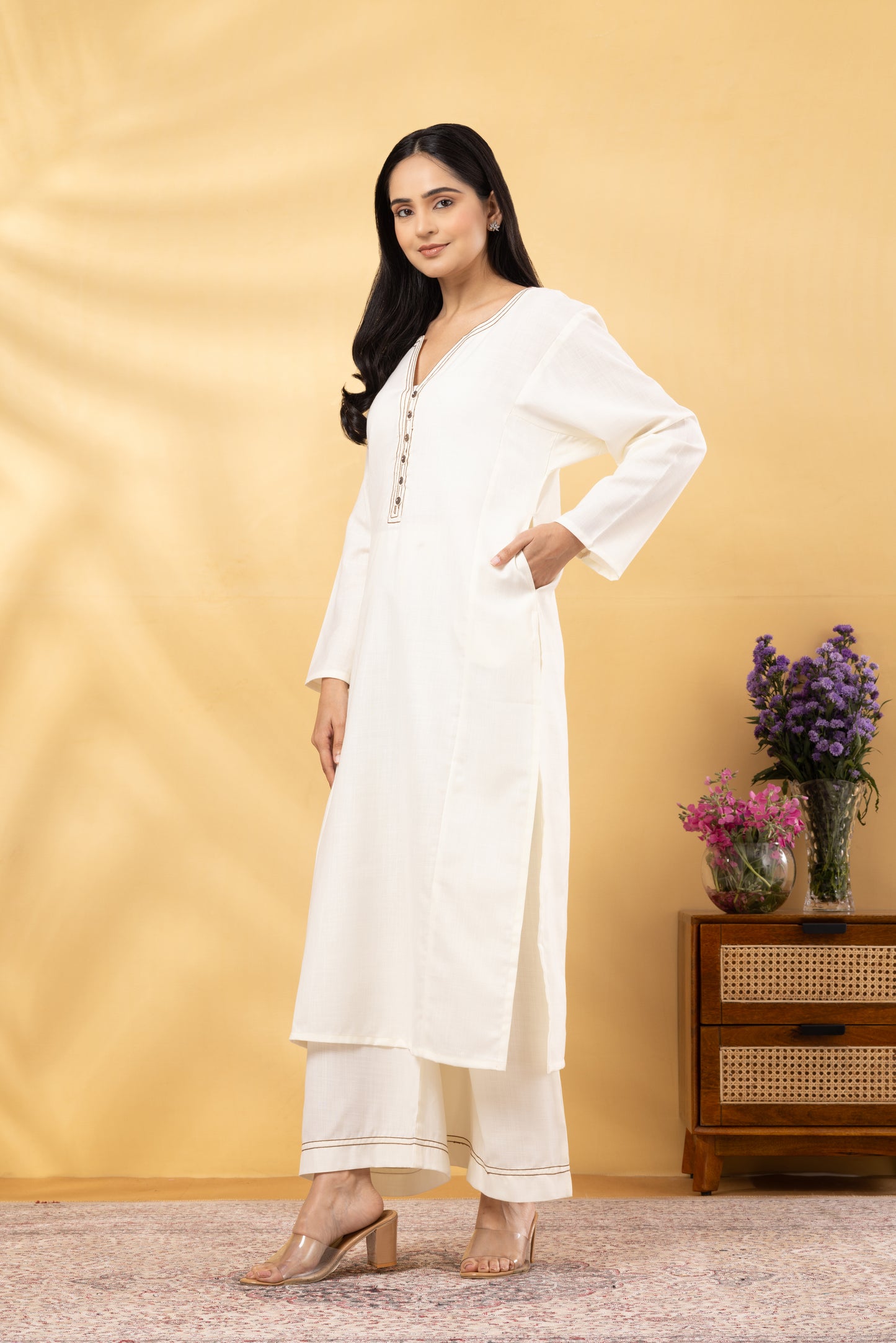 Saadgi  Warm Cream Coord Set