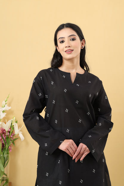 Saadgi Black Jamdani Phiran Set